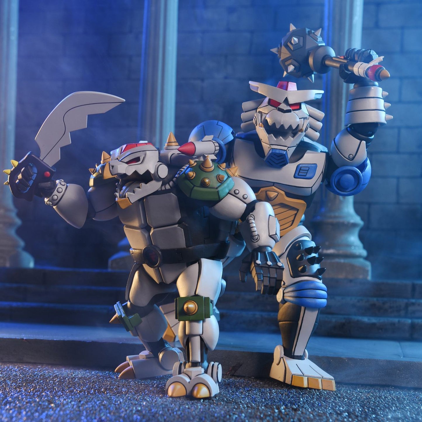Figurines TMNT Robo Tokka et Rahzar Neca, Tortues Ninja 1987, édition Cartoon, personnages de la série animée.