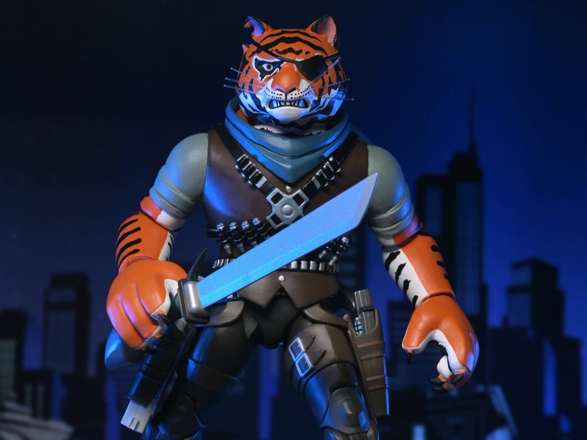 Figurine Neca Turtles Ninja ultime Tiger Claw, personnage de la série TMNT 2012, pose détaillée, édition cartoon.