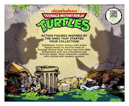 Figurine Tortues Ninja Raphael contre Rocksteady de Playmates Toys, figurines remasterisées avec détails colorés et expressions vives.