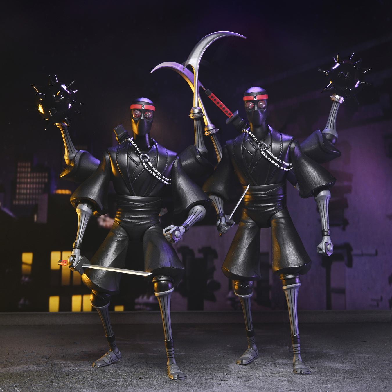 Figurines TMNT Tortues ninja (2012) Footbots Neca, édition Cartoon, collection de figurines colorées et détaillées.