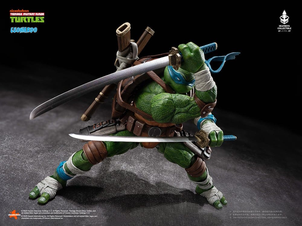Figurine Leonardo Tortues Ninja TMNT HeatBoy, 20 cm, version Deluxe, pose détaillée, figurine de collection colorée.
