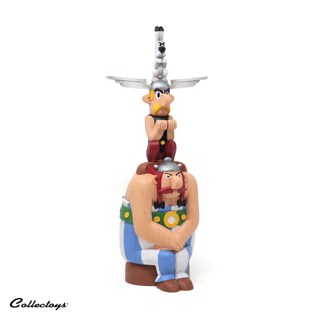 Figurine Plastoy Le Totem d’Astérix représentant Astérix et les Indiens dans la collection Prestige, en plastique coloré.