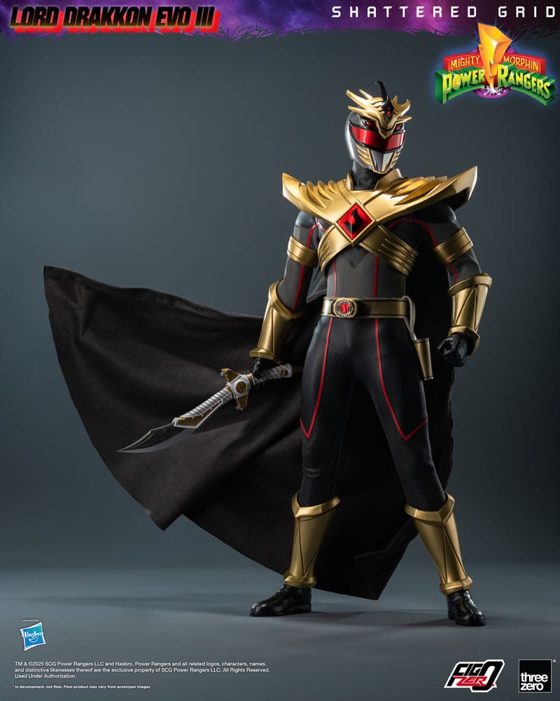 Figurine articulée Power Rangers Lord Drakkon Evo III FigZero 1/6, 30 cm, modèle détaillé de Threezero.