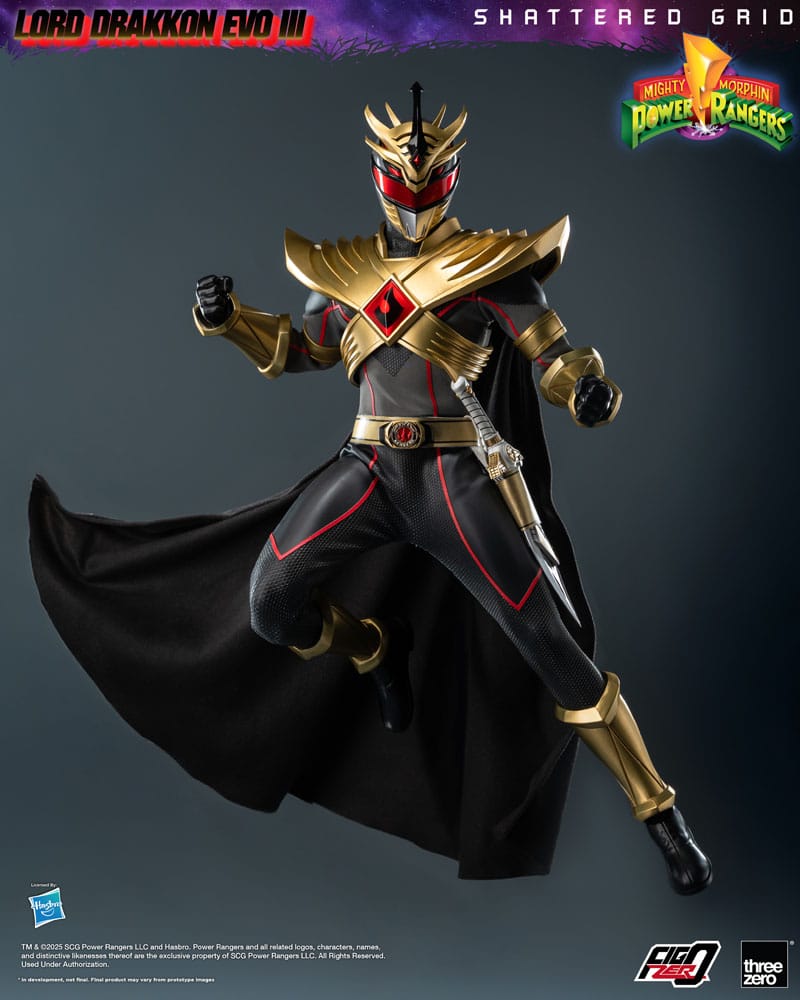 Figurine articulée Power Rangers Lord Drakkon Evo III FigZero 1/6, 30 cm, détail précis, pose dynamique, figurine de collection.