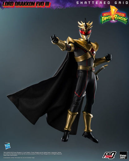 Figurine articulée Power Rangers Lord Drakkon Evo III 30 cm, modèle FigZero 1/6, par Threezero, détail précis et pose dynamique