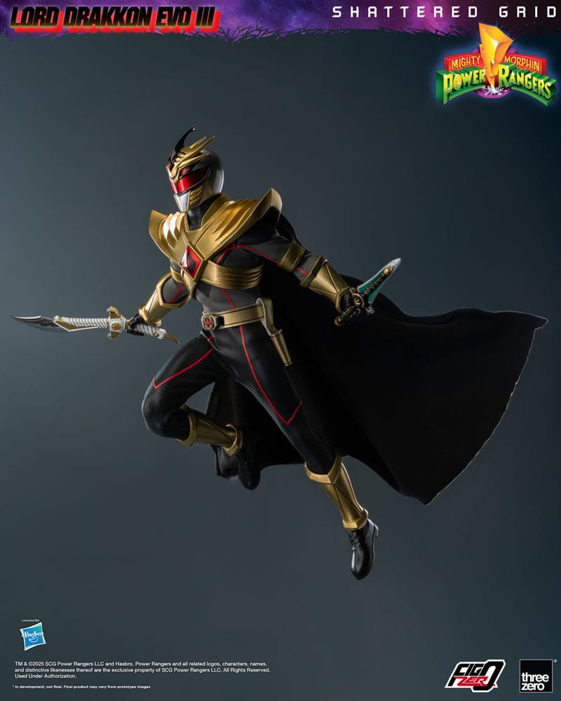 Figurine articulée Power Rangers Lord Drakkon Evo III, 30 cm, modèle FigZero 1/6, fabriqué par Threezero.