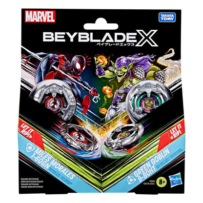 Collaboration Beyblade X et Marvel Miles Morales 1-60GN contre Green Goblin 9-80HT