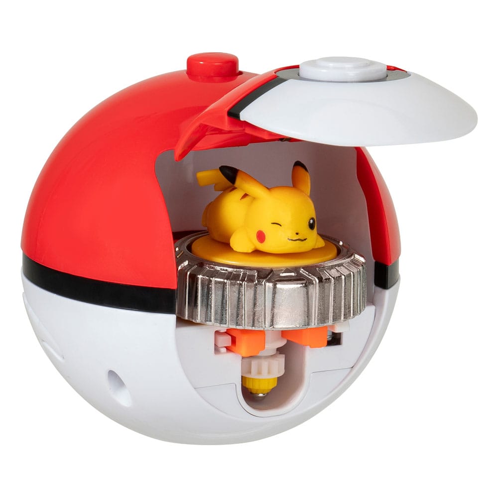 Figurine Pokémon Jazwares avec 2 Battle Spinner et arène, détail coloré et sculpté, pour collection et jeu.
