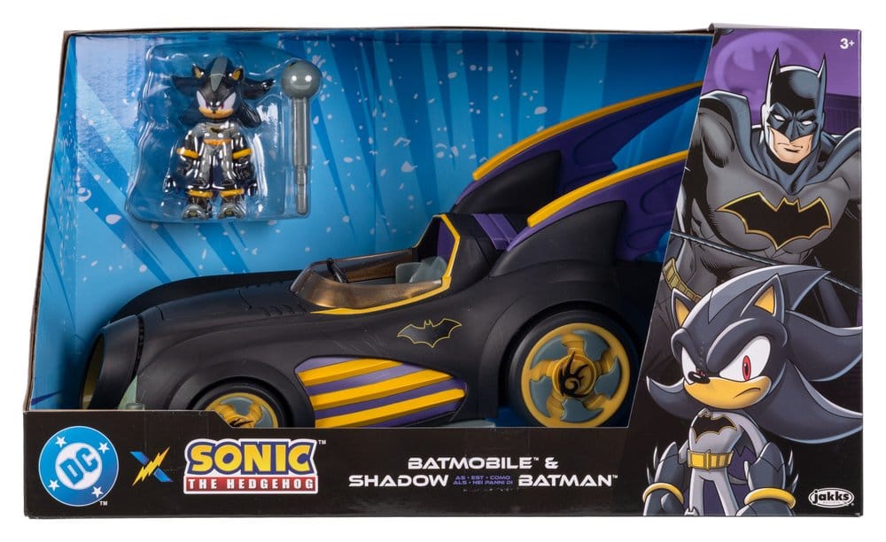 DC x Sonic - The Hedgehog figurine avec véhicule Shadow Batman & Batmobile