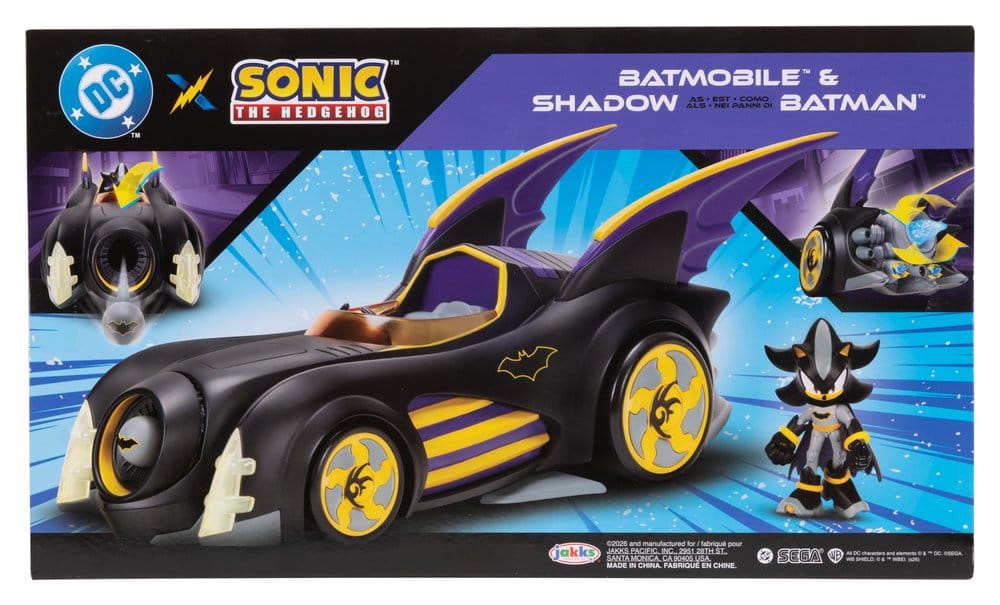DC x Sonic - The Hedgehog figurine avec véhicule Shadow Batman & Batmobile