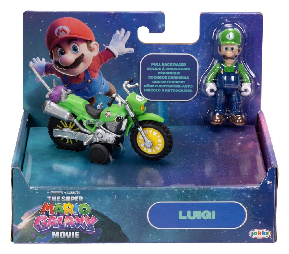 Super Mario Galaxy, le film figurine avec Moto à Rétrofriction Luigi - Toys Legacy Collection