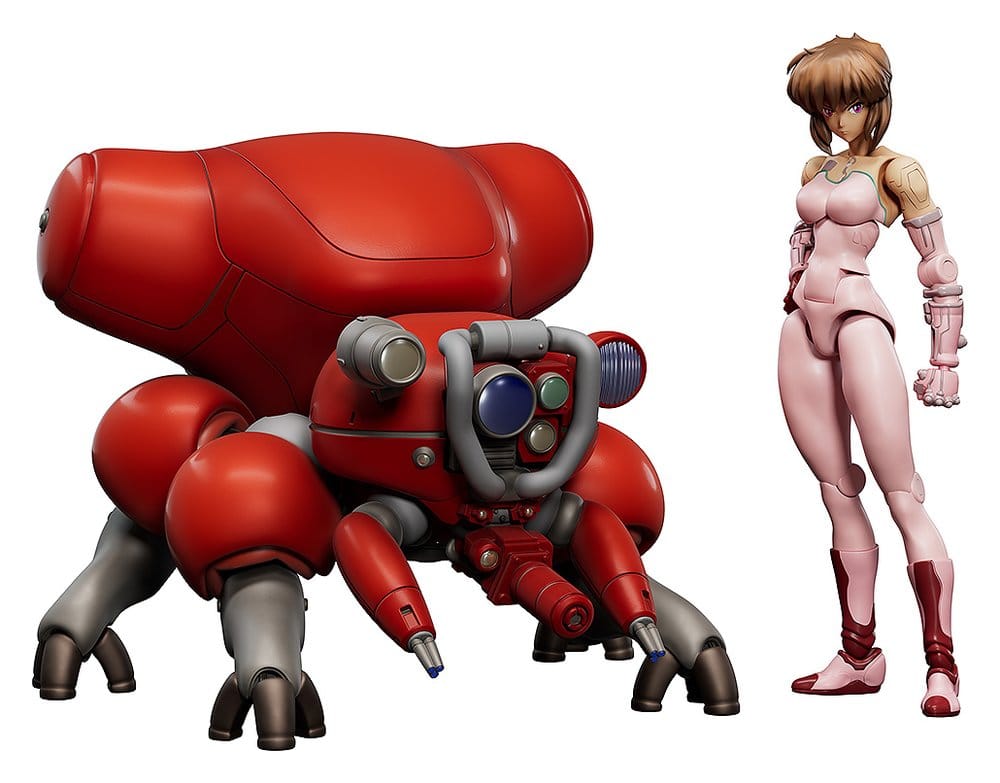 Kit de modèle Ghost in the Shell MF-94 Motoko Kusanagi et Fuchikoma de Max Factory, détails précis et pièces à assembler.