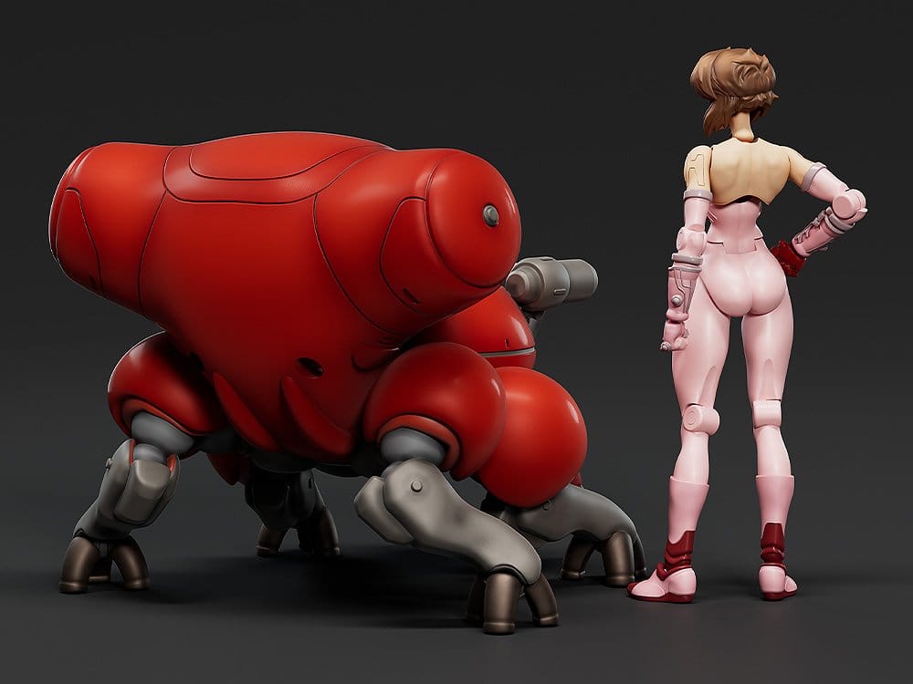 Kit de modèle Ghost in the Shell MF-94 Motoko Kusanagi et Fuchikoma de Max Factory, détails précis et pièces colorées.