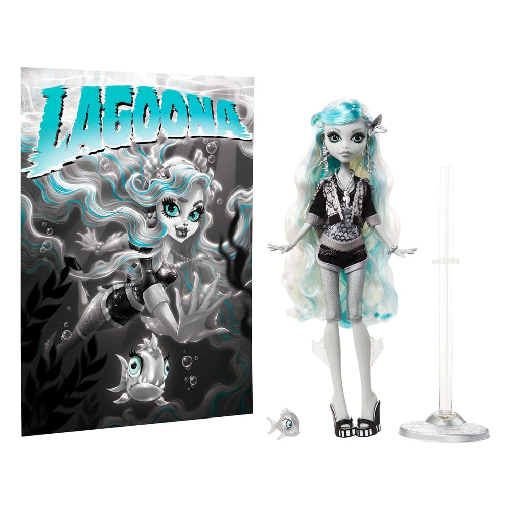 Vente flash/ Quantité limitée : Monster High poupée Reel Drama Lagoona Blue en Noir et Blanc - Toys Legacy Collection