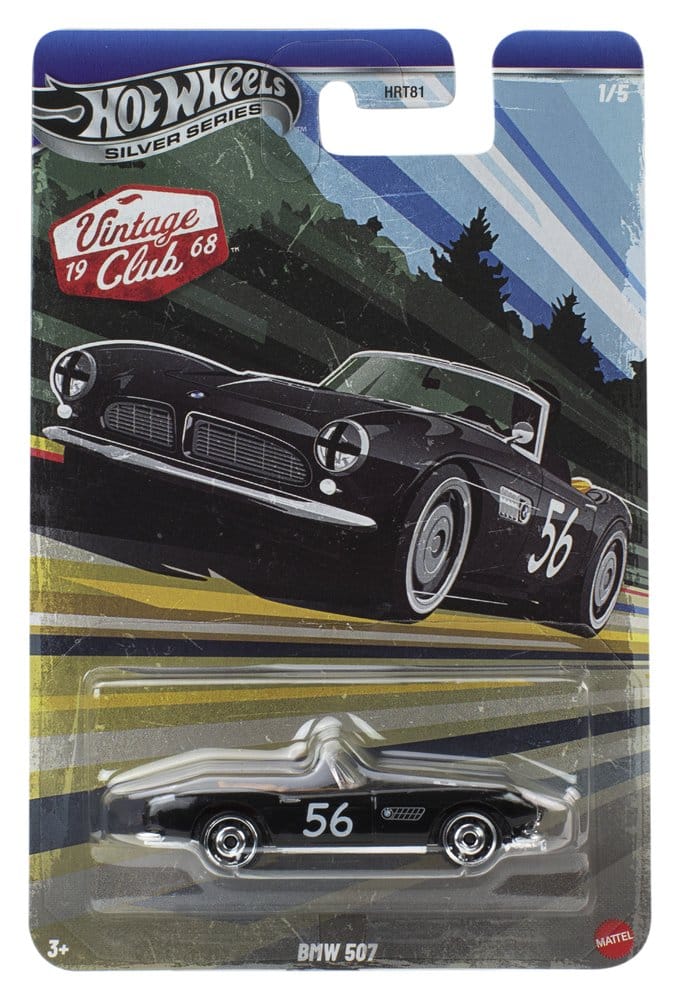 Véhicule Hot Wheels Silver Series Mattel 1/64 en métal vintage, modèle die-cast, couleur argent, vue de face.