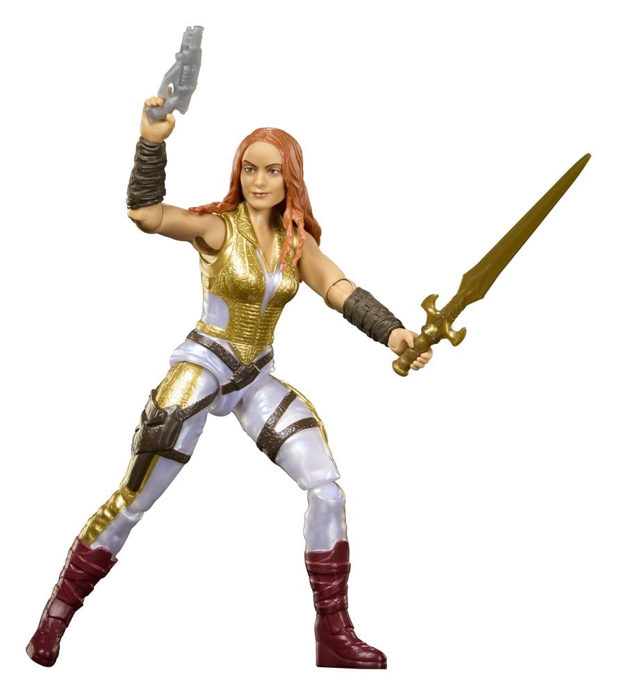 Figurine Teela de 14 cm de Masters of the Universe 2026, marque Mattel, montrant la personnage en détail dans sa pose.