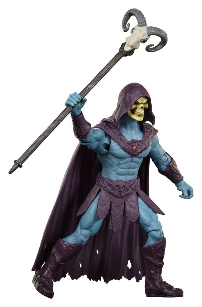 Figurine Skeletor de 14 cm de Masters of the Universe Movie Chronicles, marque Mattel, montrant Skeletor avec détails sculptés.