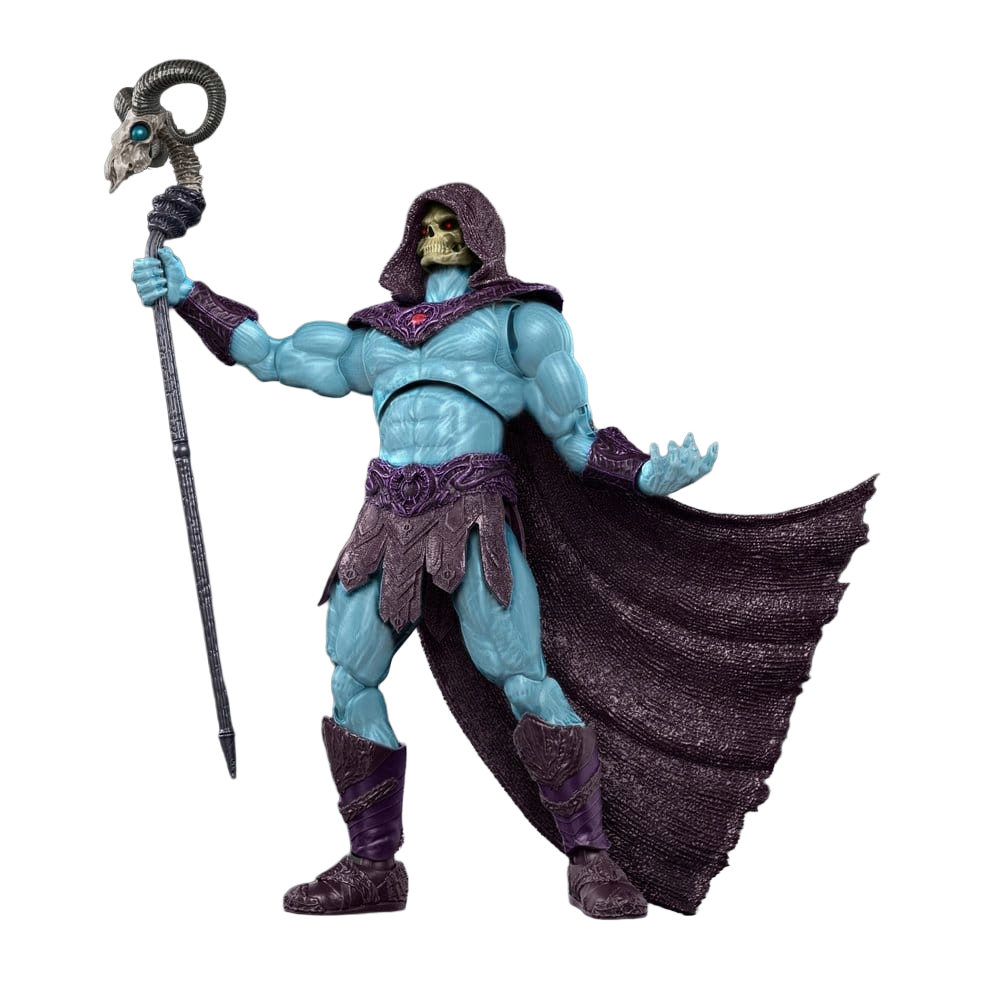 Figurine Skeletor de la collection Masters of the Universe Movie Chronicles de Mattel, détaillée et articulée, vue de face.