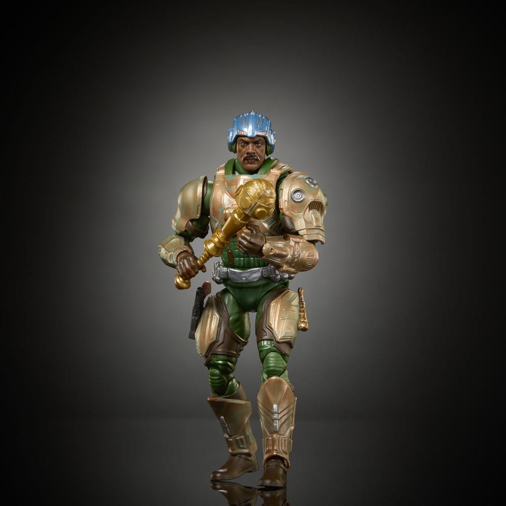 Figurine Man-At-Arms de la collection Masters of the Universe Movie Chronicles de Mattel, vue de face avec détails colorés