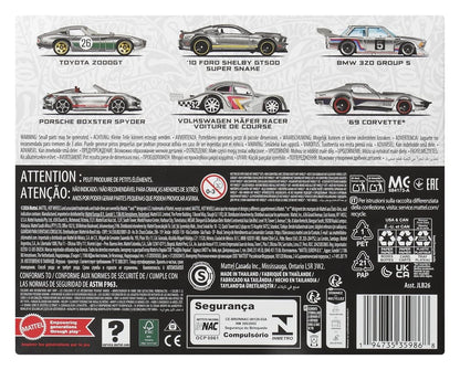Paquet de 6 véhicules en zamac de la série Silver Hot Wheels, modèles en métal die-cast 1/64 de Mattel.