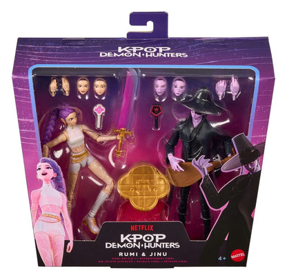 Figurines KPop Demon Hunters Rumi et Jinu de 15 cm, pack de 2, figurine Mattel dans la scène de la bataille finale