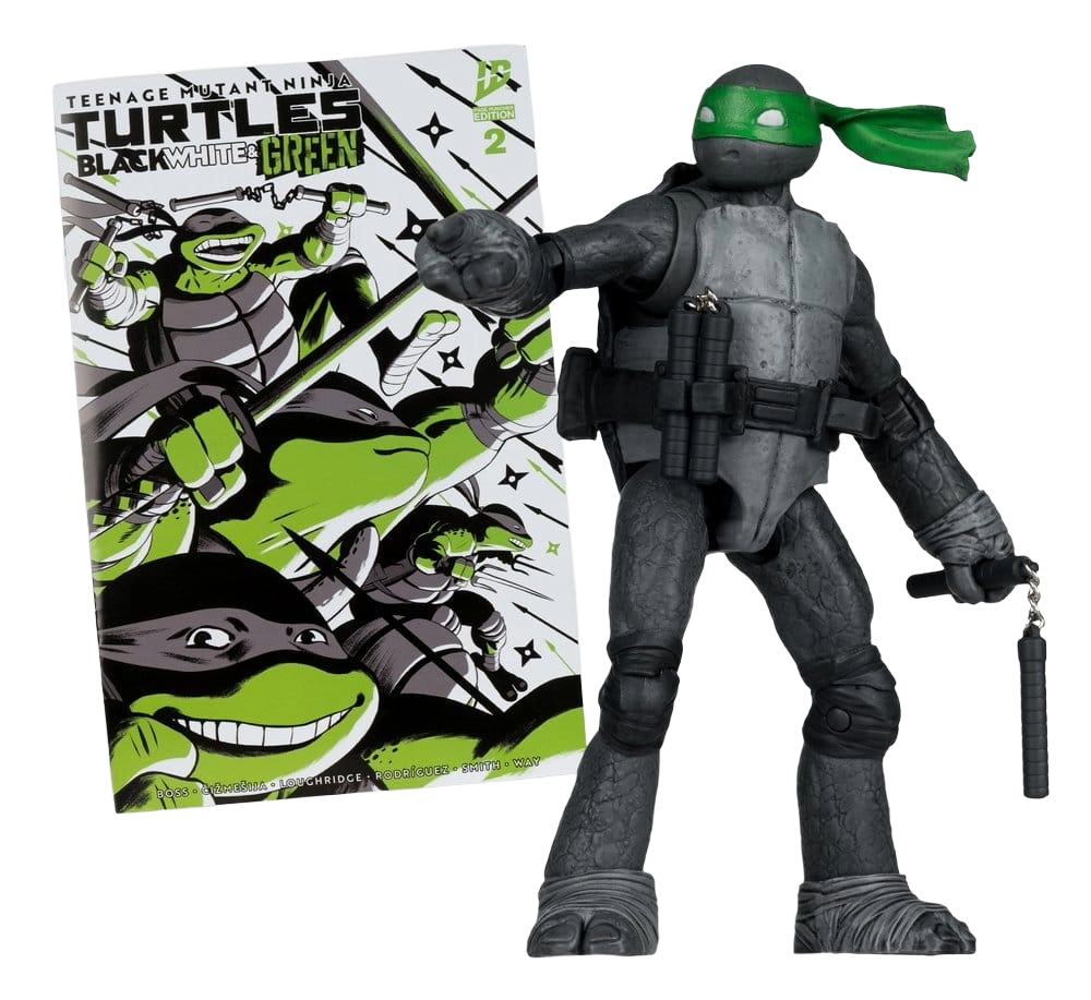 Tortues Ninja Page Punchers figurine Michelangelo (Black White & Green) (Red Platinum Edition) 13 cm - Toys Legacy Collection