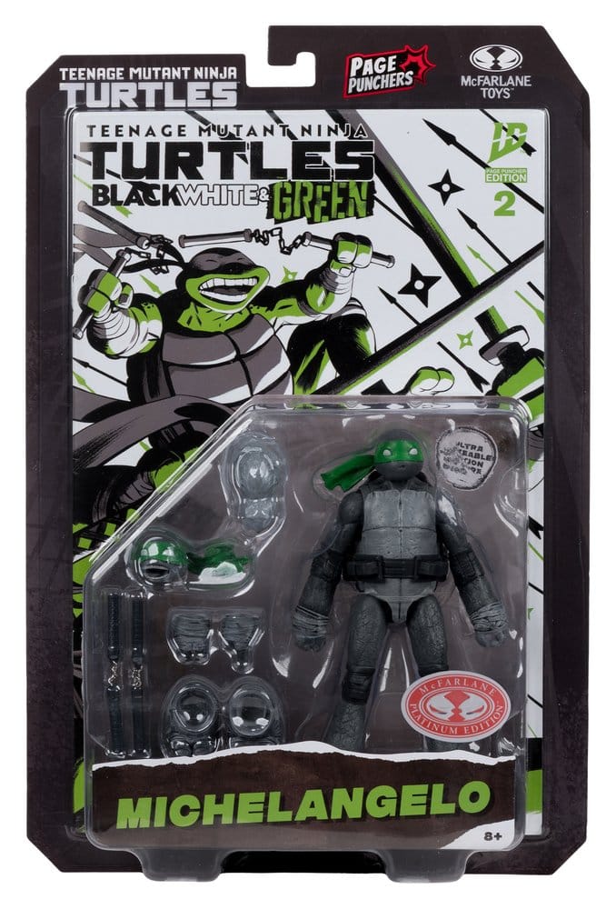 Tortues Ninja Page Punchers figurine Michelangelo (Black White & Green) (Red Platinum Edition) 13 cm - Toys Legacy Collection