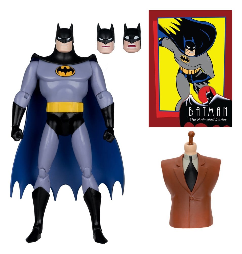 Figurine McFarlane Toys DC Multiverse Batman (The Dark Knight) Sky Dive Edition, détail de la figurine avec costume noir et accessoires.