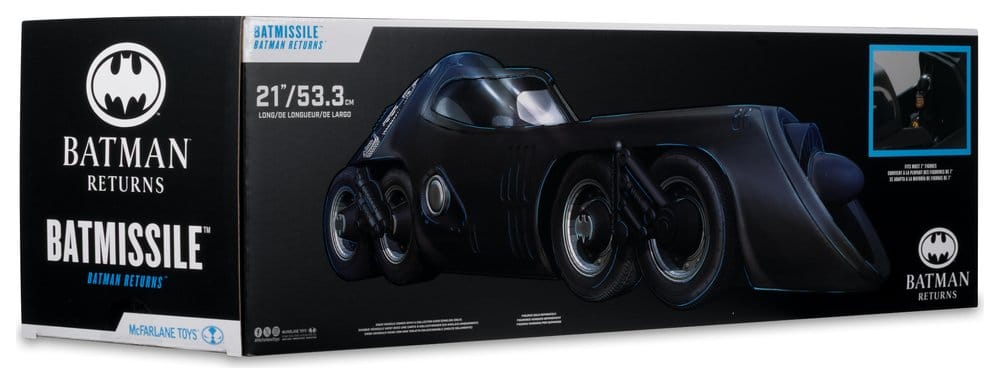 Figurine Batmissile du véhicule théâtral Batman Returns de 54 cm, marque McFarlane Toys, vue en gros plan.