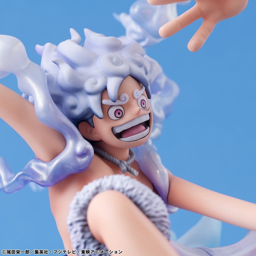 Figurine Monkey D. Luffy Gear Fifth "Evolutionary History" de Megahouse, 26 cm, détail de la figurine One Piece.