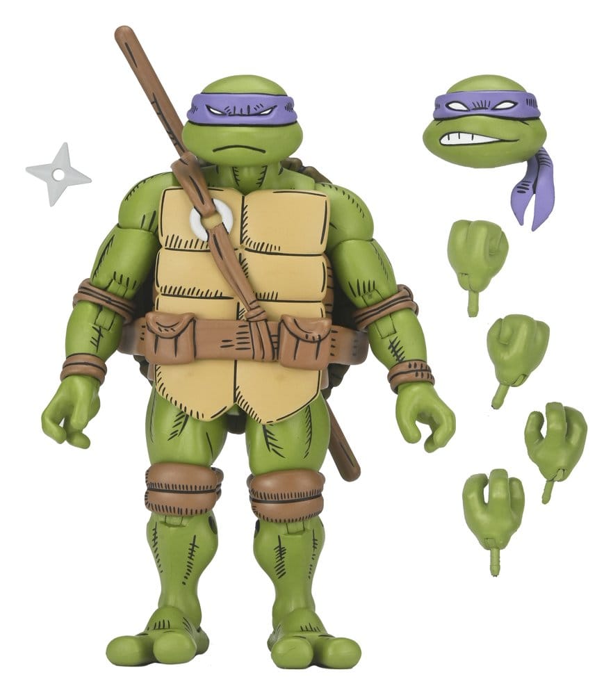 Figurine NECA TMNT x Usagi Yojimbo Ultimate Donatello, version comic, 18 cm, sculptée avec détails précis, personnage de dessin animé.