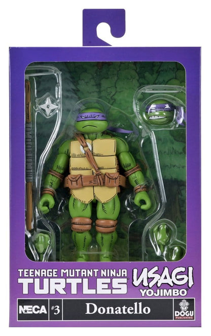 Figurine NECA TMNT x Usagi Yojimbo Ultimate Donatello de 18 cm, version comic, pose détaillée, figurine de collection.