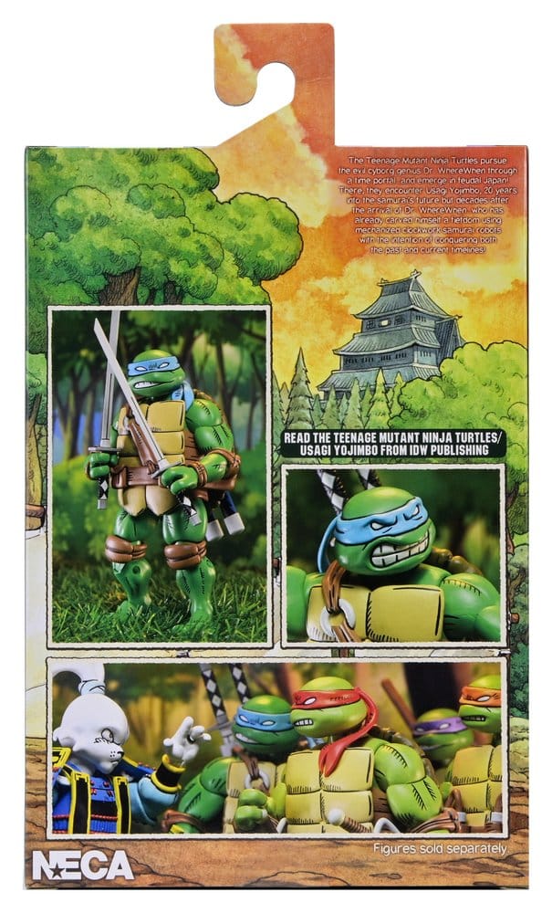 Figurine Neca Ultimate Leonardo TMNT x Usagi Yojimbo, version comic, 18 cm, détails de la figurine de Leonardo.
