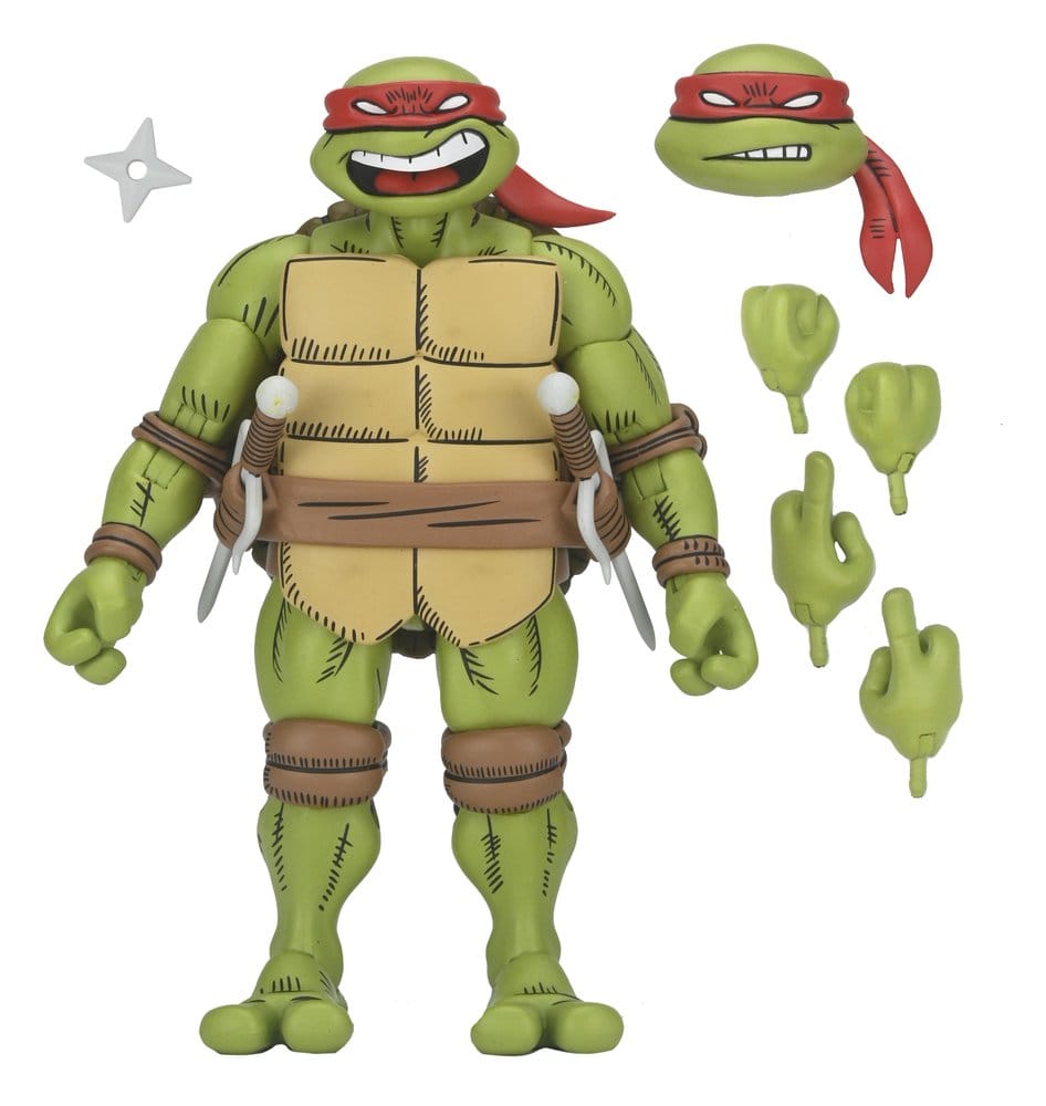 Figurine NECA Raphael TMNT x Usagi Yojimbo Ultimate version comics, 18 cm, pose détaillée et couleur vibrante.