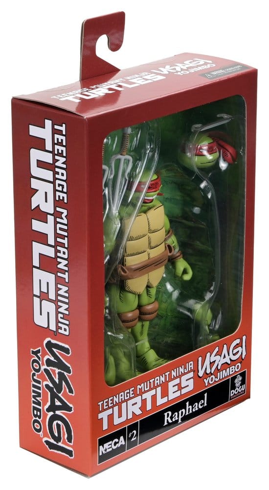 Figurine Raphael Ultimate TMNT x Usagi Yojimbo de 18 cm de la marque NECA, pose dynamique et détails de style comic.