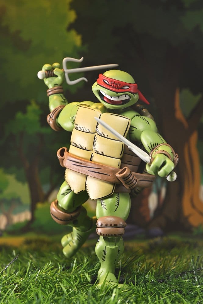 Figurine NECA Raphael TMNT x Usagi Yojimbo Ultimate, version comic, 18 cm, pose détaillée et détails de la figurine.