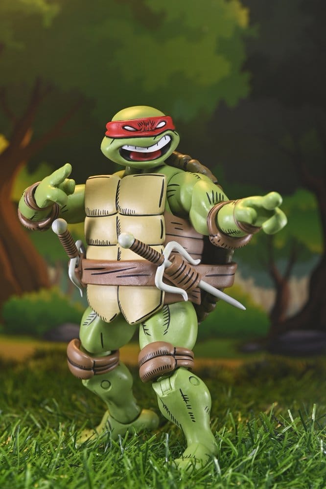 Figurine Raphael Ultimate TMNT x Usagi Yojimbo Neca, 18 cm, version comic avec détails colorés et pose dynamique.