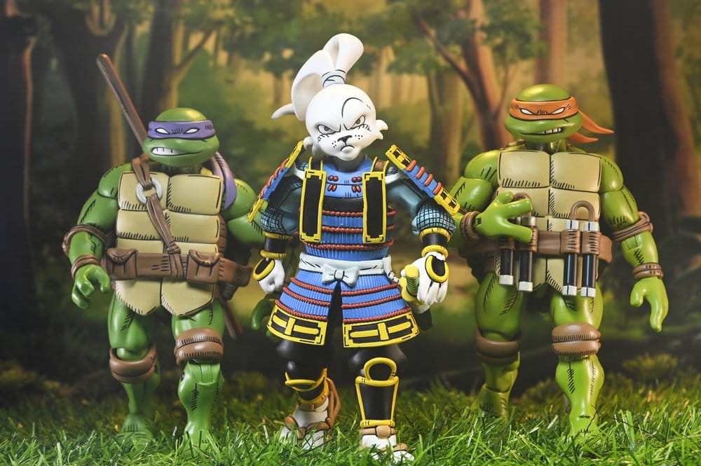 Figurine NECA TMNT x Usagi Yojimbo Ultimate Usagi Yojimbo (version comic), 18 cm, personnage animé avec détails précis.