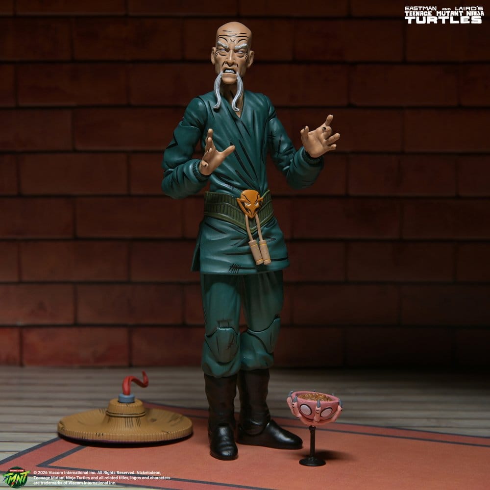 Figurine Neca des Tortues Ninja de Mirage Comics, Foot Mystic Mashima, 18 cm, détail des personnages et accessoires.