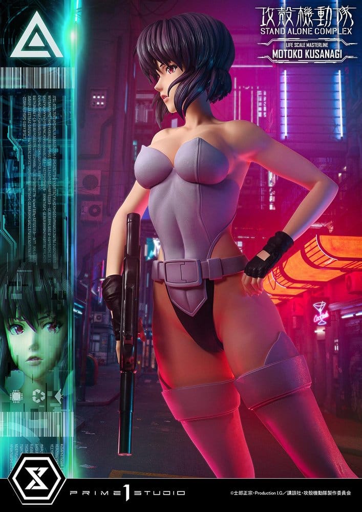 Statuette de la Ghost in the Shell: S.A.C. Motoko Kusanagi en taille réelle 1/1 par Prime 1 Studio, haute de 174 cm, en pose détaillée