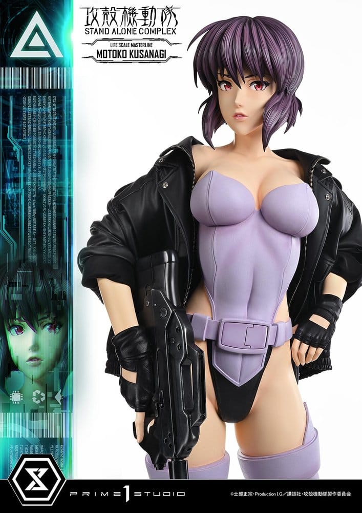 Statue de Motoko Kusanagi Ghost in the Shell: S.A.C. en taille réelle 1/1, figurine de Prime 1 Studio, 174 cm de haut.