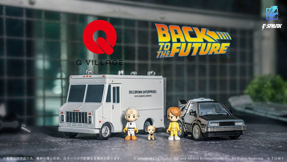 Retour vers le futur véhicules avec minifigurines Q-Village Time Machine Deluxe Set 9 cm - Toys Legacy Collection