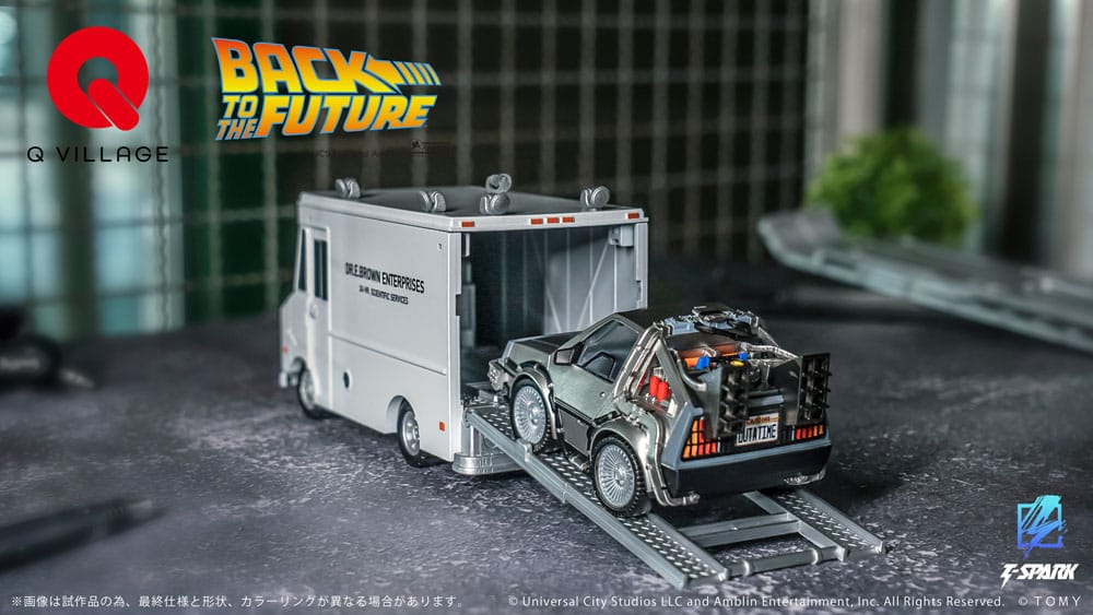 Retour vers le futur véhicules avec minifigurines Q-Village Time Machine Deluxe Set 9 cm - Toys Legacy Collection